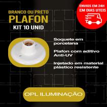 Kit 10 plafonier Plafon Luminária de teto branco redondo 100w com soquete porcelana OPL