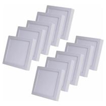 Kit 10 Plafons Quad.Sobrepor 18w 3000k - 20x20cm