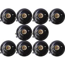 Kit 10 Plafons Redondos Pretos E27 com Soquete de Porcelana 100W Betel Kit 10 Plafons Redondos Pretos E27 com Soquete de Porcelana 100W Betel
