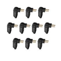 Kit 10 Plug 10A 250V Preto Lateral 90 Com Prensa Margirius