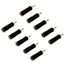 Kit 10 Plug Adaptador P10 Fêmea Stereo P/ P2 Macho Stereo ABS