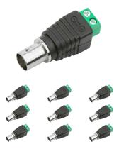 Kit 10 Plug BNC Fêmea com Borne Conector CFTV Segurança