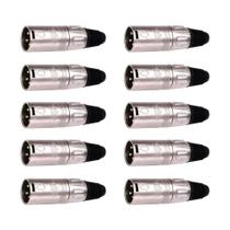 Kit 10 Plug Canon XLR Macho Santo Angelo SA2X Niquelado Profissional