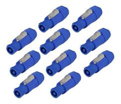 Kit 10 Plug Conector Macho Powercon Azul 20a Estilo Neutrik Kit 10 Plug Conector Macho Powercon Azul 20a Estilo Neutrik