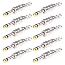 Kit 10 Plug Conector P10 Mono Voik PRTM-P10 Com Mola Prata