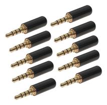 Kit 10 Plug Conector P2 Macho Stereo Metálico Preto Luminos Kit 10 Plug Conector P2 Macho Stereo Metálico Preto Luminos