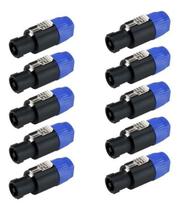 Kit 10 Plug Conector Speakon Macho ul 4 Polos Robusto Mxt