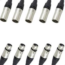 Kit 10 Plug Conector Xlr Cannon Femea Macho Corpo Metalico Kit 10 Plug Conector Xlr Cannon Femea Macho Corpo Metalico