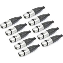 Kit 10 Plug Conector Xlr Fêmea Linha Santo Angelo Sa2x
