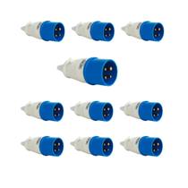 Kit 10 plug industrial 3p+t 16a azul 9h 220/250v omg 4079 Kit 10 plug industrial 3p+t 16a azul 9h 220/250v omg 4079