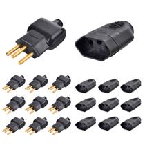 Kit 10 Plug Macho 10a 2P+T com 10 Tomada Fêmea 10a 2P+T