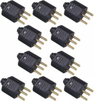Kit 10 Plug Macho 2P+T 10A 250V 3 Pinos Preto Margirius