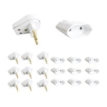 Kit 10 Plug Macho Gigante 2 Pinos 2P + Tomada Fêmea 10A Branca - Ilumi