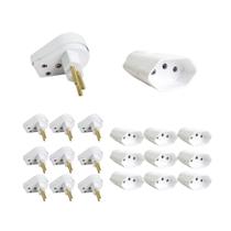 Kit 10 Plug Macho Gigante 3 Pinos + Tomada Fêmea 10A Branca - Ilumi