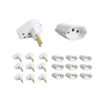 Kit 10 Plug Macho Gigante 3 Pinos + Tomada Fêmea 20A Branca - Ilumi