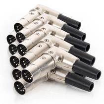 Kit 10 Plug MIDI DIM 90º graus Metálico Profissional