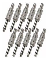 Kit 10 Plug P10 Conector Mono Metalico Guitarra Violão Baixo Kit 10 Plug P10 Conector Mono Metalico Guitarra Violão Baixo