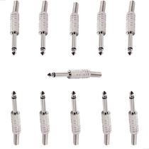 Kit 10 Plug P10 Conector Mono Metálico Mola Niquelado Bertô