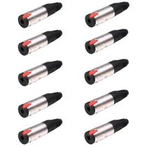 Kit 10 Plug P10 Fêmea Jack J10 Stereo