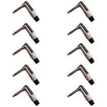 Kit 10 Plug P10 Macho Mono Niquelado Borracha L 90º Mxt