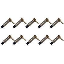 Kit 10 Plug P2 Estéreo 90º Profissional Estilo Amphenol Kit 10 Plug P2 Estéreo 90º Profissional Estilo Amphenol