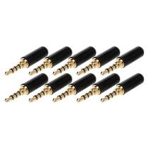 Kit 10 Plug P3 Conector Metal Preto E Dourado Prof. Dreamer