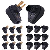 Kit 10 Plug Pino Macho 20a 2P+T 90º com 10 Tomada Fêmea 20a 2P+T Para Cabo Gigante