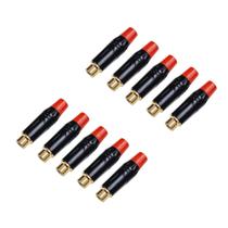 Kit 10 Plug Rca Fêmea Profissional Preto Dourado Mxt Kit 10 Plug Rca Fêmea Profissional Preto Dourado Mxt