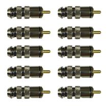 Kit 10 Plug Rca Macho Metal Cromado Ponta Dourada - Preto Kit 10 Plug Rca Macho Metal Cromado Ponta Dourada - Preto