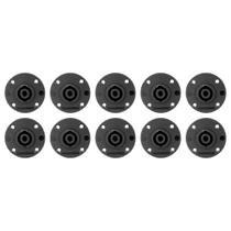Kit 10 Plug Speakon Fêmea de Painel 4 Vias ABS Redondo Kit 10 Plug Speakon Fêmea de Painel 4 Vias ABS Redondo