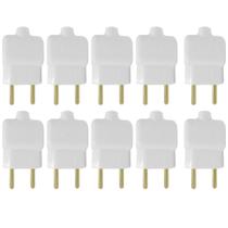 Kit 10 Plug Tomada Pino Macho Prensa Cabo 2P Branco 10A 250V