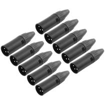 Kit 10 Plug XLR Canon Macho Em Linha Para Montagem De Cabos Áudio