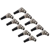 Kit 10 Plug Xlr Fêmea 90º Metal Profissional Níquel Mxt Kit 10 Plug Xlr Fêmea 90º Metal Profissional Níquel Mxt