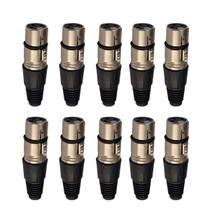 Kit 10 Plug Xlr Fêmea Metal Simples Cromado Mxt Kit 10 Plug Xlr Fêmea Metal Simples Cromado Mxt
