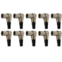 Kit 10 Plug Xlr Macho 90º Metal Profissional Níquel Mxt