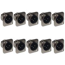 Kit 10 Plug XLR Macho Painel 3 Pinos Gold Metal ABS HX091 HJH Kit 10 Plug XLR Macho Painel 3 Pinos Gold Metal ABS HX091 HJH