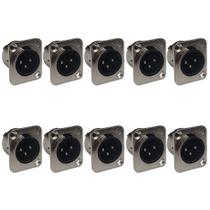 Kit 10 Plug Xlr Macho Painel 3 Pinos Gold Metal Abs Hx091Hjh Kit 10 Plug Xlr Macho Painel 3 Pinos Gold Metal Abs Hx091Hjh