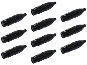 Kit 10 Plugs Conector Xlr Canon Femea 1029 Csr Microfone Dmx
