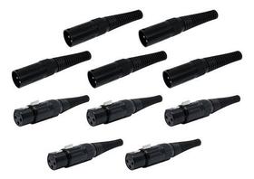 Kit 10 Plugs Conector Xlr Canon Macho/femea Microfone Dmx