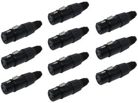 Kit 10 Plugs Conector Xlr Canon Macho Q13b Csr Microfone Dmx