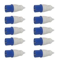 Kit 10 Plugs Industrial 2p+t 16a 6h 220/240v 50/60hz