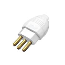 Kit 10 Plugue 2p+t 20A Pino Macho Oco Com Inmetro 110V/220V Bivolt Branco