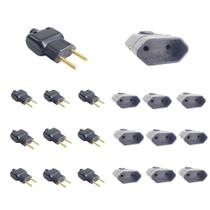 Kit 10 Plugue Macho 2 Pinos 2P + Tomada Fêmea 10A Preto - Ilumi Kit 10 Plugue Macho 2 Pinos 2P + Tomada Fêmea 10A Preto - Ilumi