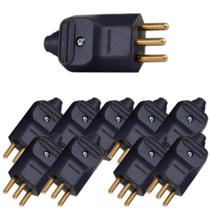 Kit 10 plugue macho 2p+t 20a pt com prensa cabo margirius Kit 10 plugue macho 2p+t 20a pt com prensa cabo margirius