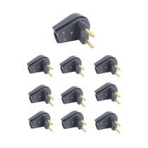 Kit 10 Plugue Macho Gigante 2 Pinos 2P 20A Preto - Ilumi