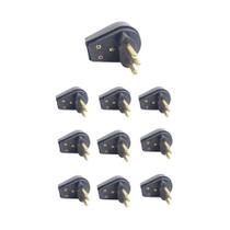Kit 10 Plugue Macho Gigante 3 Pinos 2P+T 20A Preto - Ilumi