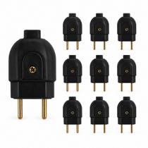 Kit 10 Plugues Macho 2P Reto Preto 20A 57403004 Tramontina Kit 10 Plugues Macho 2P Reto Preto 20A 57403004 Tramontina