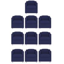 Kit 10 Poltrona Bia Decorativa Reforçada Recepção Clínica Salão Sala de Estar Suede Azul Marinho Kit 10 Poltrona Bia Decorativa Reforçada Recepção Clínica Salão Sala de Estar Suede Azul Marinho