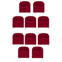 Kit 10 Poltrona Bia Decorativa Reforçada Recepção Clínica Salão Sala de Estar Suede