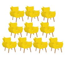 Kit 10 Poltrona Cadeira Decorativa Apollo Sala de Estar Recepção Escritório material sintético Amarelo - Damaffê Móveis